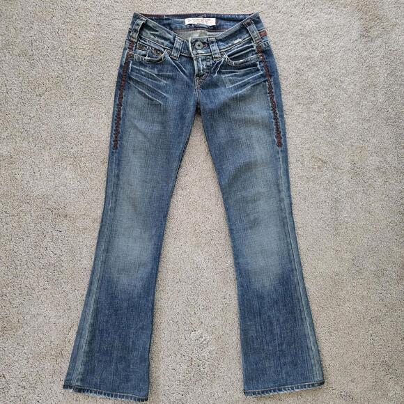Denim - 1921 Jeans Women 25x29 Western Glove Works Bootcut Flare Low Rise Y2K Blue Denim